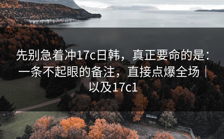先别急着冲17c日韩，真正要命的是：一条不起眼的备注，直接点爆全场｜以及17c1