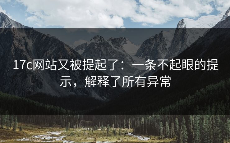 17c网站又被提起了：一条不起眼的提示，解释了所有异常