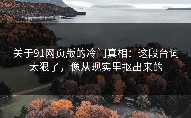 关于91网页版的冷门真相：这段台词太狠了，像从现实里抠出来的