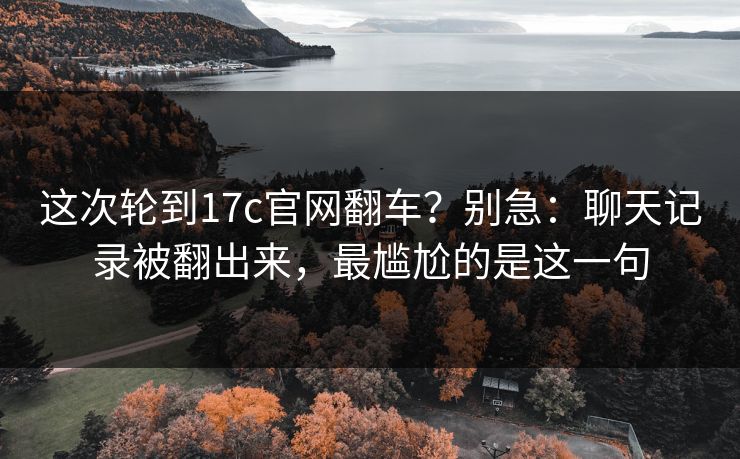这次轮到17c官网翻车？别急：聊天记录被翻出来，最尴尬的是这一句