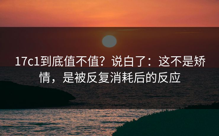 17c1到底值不值?说白了:这不是矫情,是被反复消耗后的反应